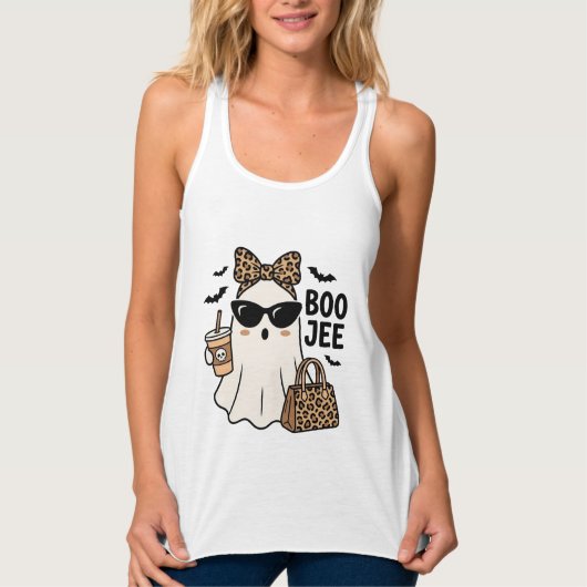 Boo Jee Geist Halloween Leopard Bogen Vektordesign Tank Top (Vorderseite)