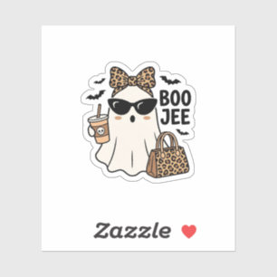 Boo Jee Geist Halloween Leopard Schleife Vektor De Aufkleber