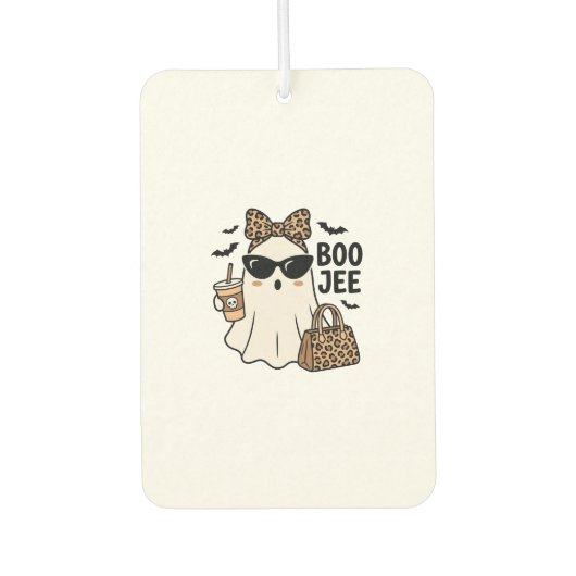 Boo Jee Geist Halloween Leopard Schleife Vektor De Autolufterfrischer (Vorderseite)