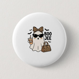 Boo Jee Geist Halloween Leopard Schleife Vektor De Button