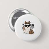 Boo Jee Geist Halloween Leopard Schleife Vektor De Button (Vorne & Hinten)