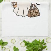 Boo Jee Geist Halloween Leopard Schleife Vektor De Geschirrtuch (Gefaltet)