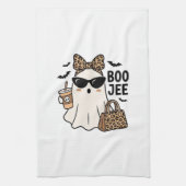 Boo Jee Geist Halloween Leopard Schleife Vektor De Geschirrtuch (Vertikal)