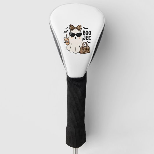 Boo Jee Geist Halloween Leopard Schleife Vektor De Golf Headcover (Vorderseite)