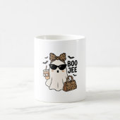 Boo Jee Geist Halloween Leopard Schleife Vektor De Kaffeetasse (Mittel)