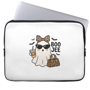 Boo Jee Geist Halloween Leopard Schleife Vektor De Laptopschutzhülle