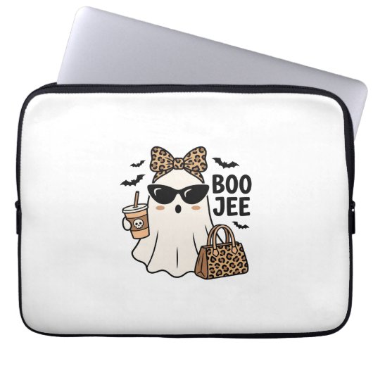 Boo Jee Geist Halloween Leopard Schleife Vektor De Laptopschutzhülle (Vorderseite)