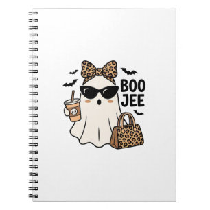 Boo Jee Geist Halloween Leopard Schleife Vektor De Notizblock