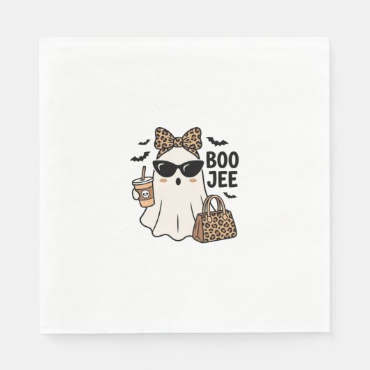 Boo Jee Geist Halloween Leopard Schleife Vektor De Serviette (Vorderseite)