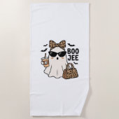 Boo Jee Geist Halloween Leopard Schleife Vektor De Strandtuch (Vorderseite)