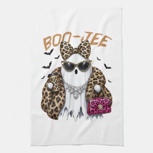 Boo-JEE Gespenst Leopard Kokette Halloween Geschirrtuch (Vertikal)