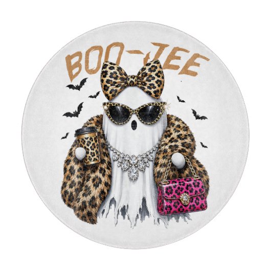 Boo-JEE Gespenst Leopard Kokette Halloween Schneidebrett (Vorderseite)