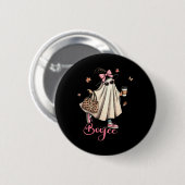 Boo Jee Ghost Drinking Coquette Bow Hallowe Button (Vorne & Hinten)