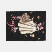 Boo Jee Ghost Drinking Coquette Bow Hallowe Fleecedecke (Vorderseite (Horizontal))