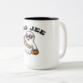 BOO-JEE Ghost – Funny Boujee Halloween Design Zweifarbige Tasse (VorderseiteRechts)