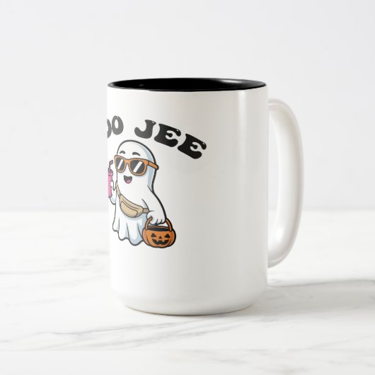 BOO-JEE Ghost – Funny Boujee Halloween Design Zweifarbige Tasse (VorderseiteRechts)