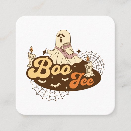 Boo-Jee Ghost Halloween lustig Quadratische Visitenkarte (Vorderseite)