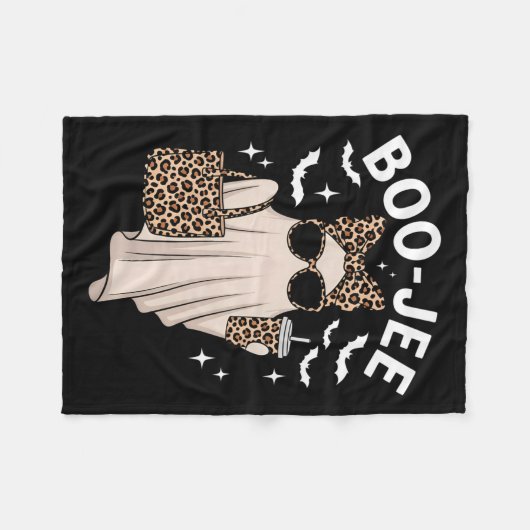 Boo Jee Ghost mit Kaffee Coquette Bow Halloween W Fleecedecke (Vorderseite (Horizontal))
