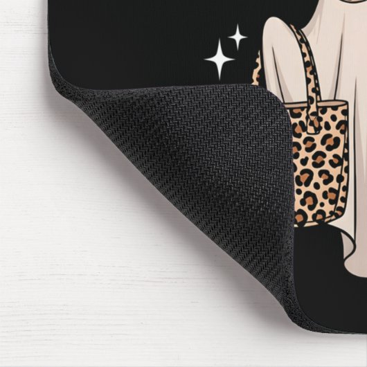 Boo Jee Ghost mit Kaffee Coquette Bow Halloween W Mousepad (Ecke)