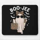 Boo Jee Ghost mit Kaffee Coquette Bow Halloween W Mousepad (Vorne)