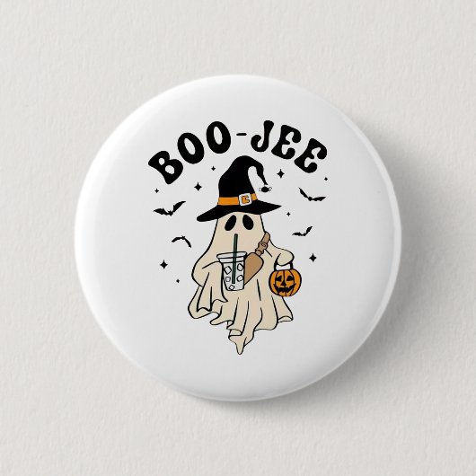 Boo Jee Ghost Niedlich Funny Halloween Button (Vorderseite)