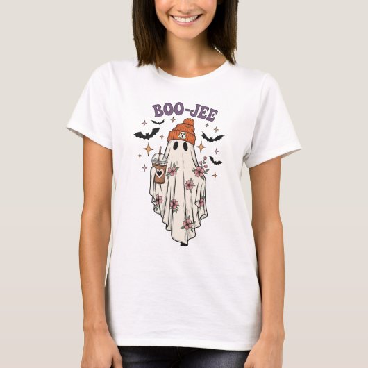 BOO-JEE Ghost - Niedliches BlumenHalloween-Liebe T-Shirt (Vorderseite)
