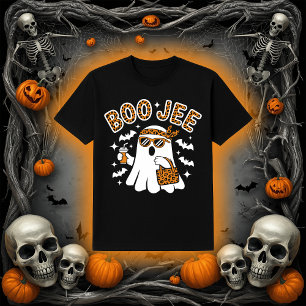 Boo-Jee Ghost Trendy Leopard Print Halloween T-Shirt