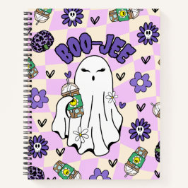 Boo-Jee Halloween-Geist mit Icced-Kaffee Notizblock