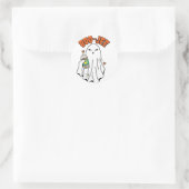Boo-Jee Halloween-Geist mit Iced Kaffee in der Han Runder Aufkleber (Tasche)