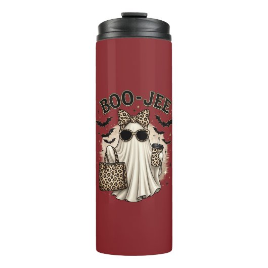 Boo-Jee Leopard-Geist Halloween-Becher Thermosbecher (Vorderseite)