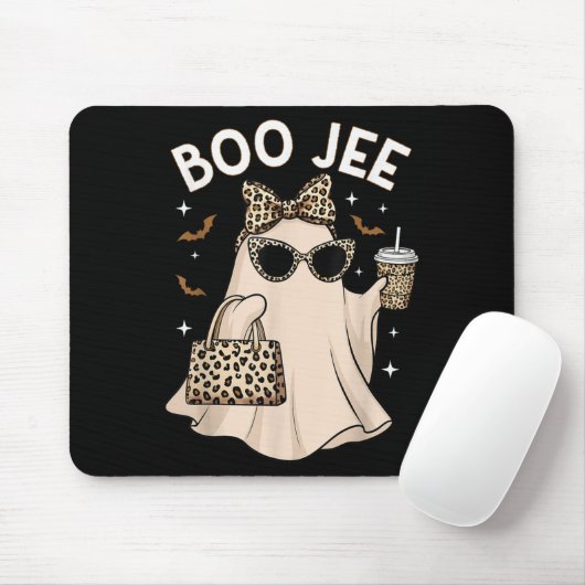 Boo Jee Leopard Ghost Coffee Halloween Boujee Wome Mousepad (Mit Mouse)