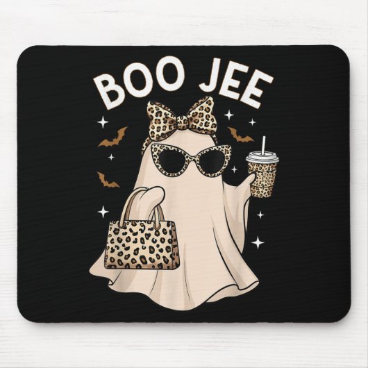Boo Jee Leopard Ghost Coffee Halloween Boujee Wome Mousepad (Vorne)