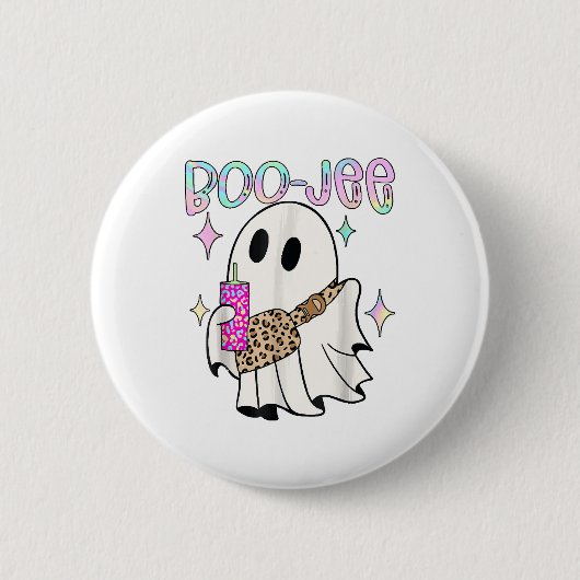 Boo Jee Lustiger Halloween-Geist Button (Vorderseite)