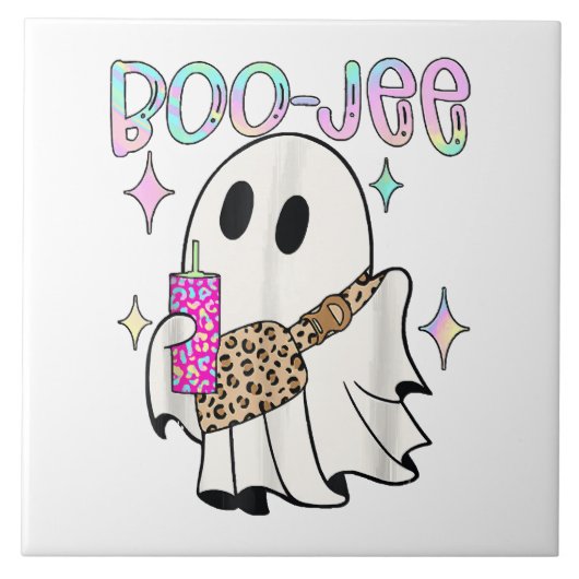 Boo Jee Lustiger Halloween-Geist Fliese (Vorderseite)