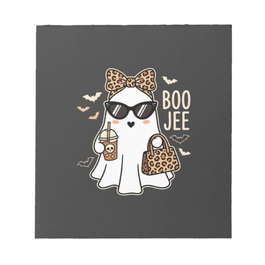 Boo Jee Süßer Geist Halloween Leopard Design_1 Notizblock (Vorderseite)