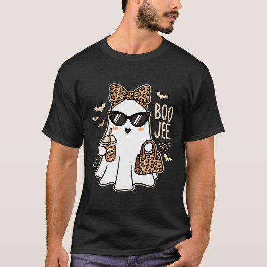 Boo Jee Süßer Geist Halloween Leopard Design_1 T-Shirt (Vorderseite)