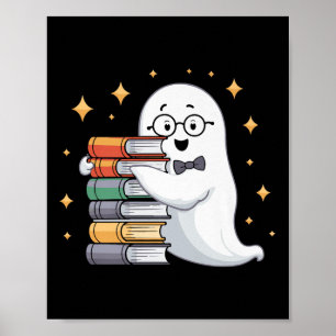 Boo-k-Liebhaber Halloween-Geist-Lehrer Buchstapel Poster