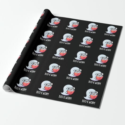 Boo-k Worm Funny Bookworm Ghost Pun Dark BG Geschenkpapier (Ungerollt)