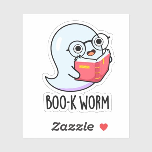 Boo-k Worm Funny Halloween Bookworm Ghost Pub Aufkleber (Blatt)