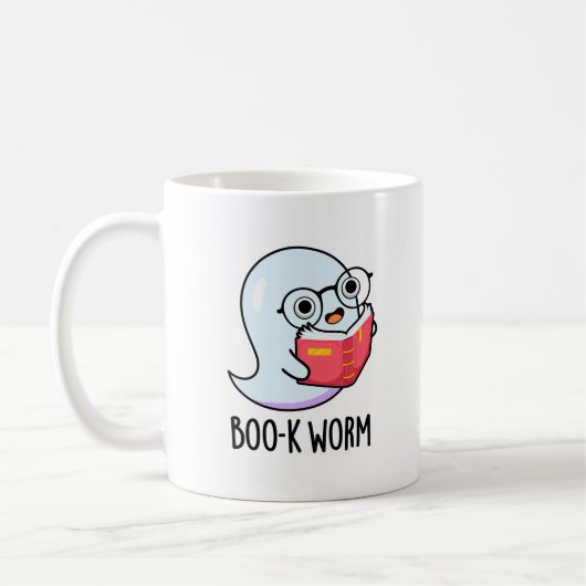 Boo-k Worm Funny Halloween Bookworm Ghost Pub Kaffeetasse (Links)