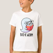 Boo-k Worm Funny Halloween Bookworm Ghost Pub T-Shirt (Vorderseite)