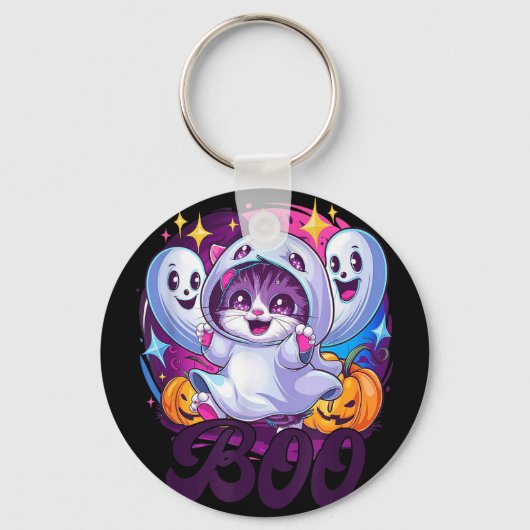 Boo Katze Geist  Schlüsselanhänger (Vorderseite)