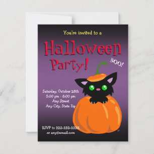 BOO! Katze im KürbisHalloween/Geburtstagsladen Einladung
