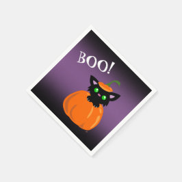 BOO! Katze in einem KürbisHalloween-Papier Napkins Serviette