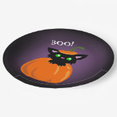 BOO! Katze in einem KürbisHalloween-Papierplatte Pappteller (Schrägansicht)