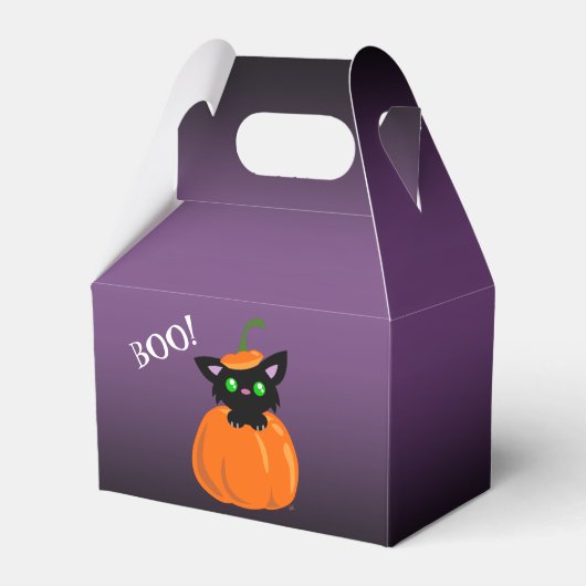 BOO! Katze in einer Kürbiskatzenkiste Geschenkschachtel (Vorderseite)
