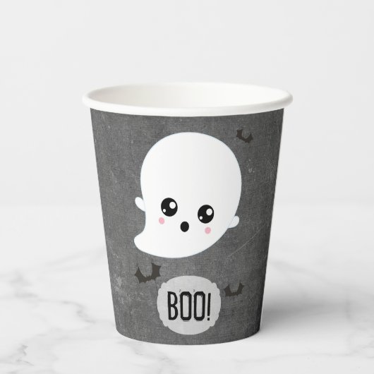 Boo Kawaii Ghost Halloween Pappbecher (Rückseite)