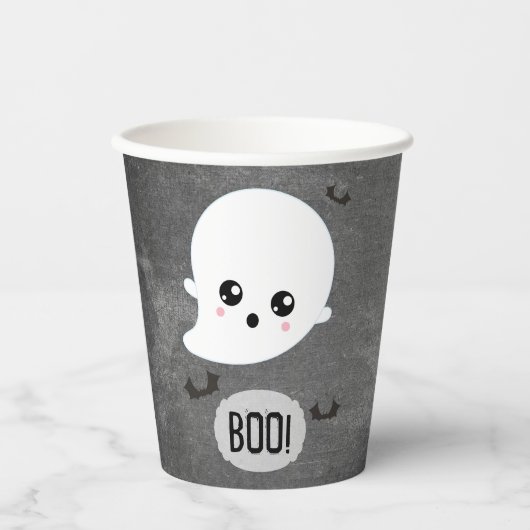 Boo Kawaii Ghost Halloween Pappbecher (Vorderseite)