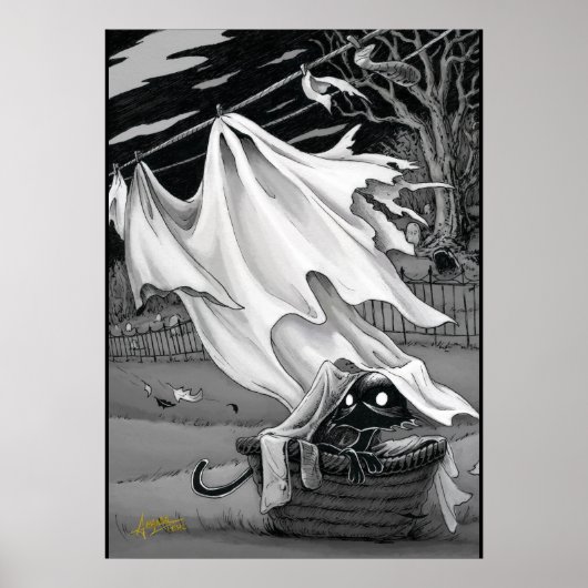 Boo Kitty hilft mit Waschplakat Poster (Vorne)