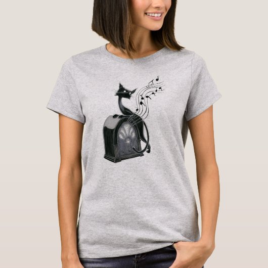 Boo Kitty hört Musik T-Shirt (Vorderseite)